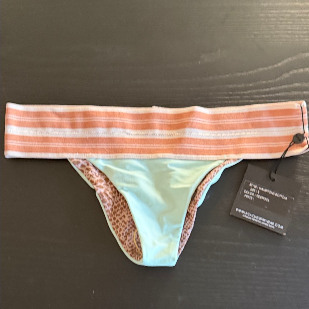 Acacia Swimwear Peach Striped Bikini Bottom
